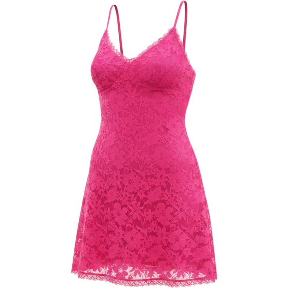 Victoria's Secret Lace Chemise Women Medium Pink NWT Lace Sheer‎ Slip Nightgown